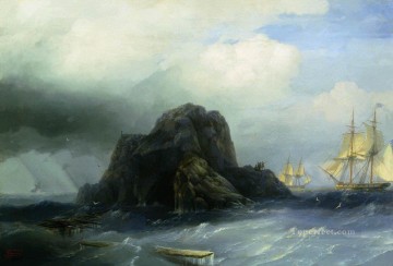 イワン・コンスタンティノヴィチ・アイヴァゾフスキー Painting - 岩だらけの島 1855 1 ロマンチックなイワン・アイヴァゾフスキー ロシア
